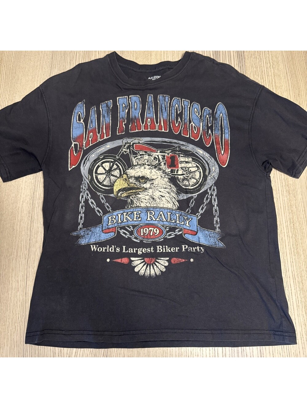 Arizona Jean Co San Francisco Bike Rally 1979 Graphic Oversized T-Shirt XS Grey